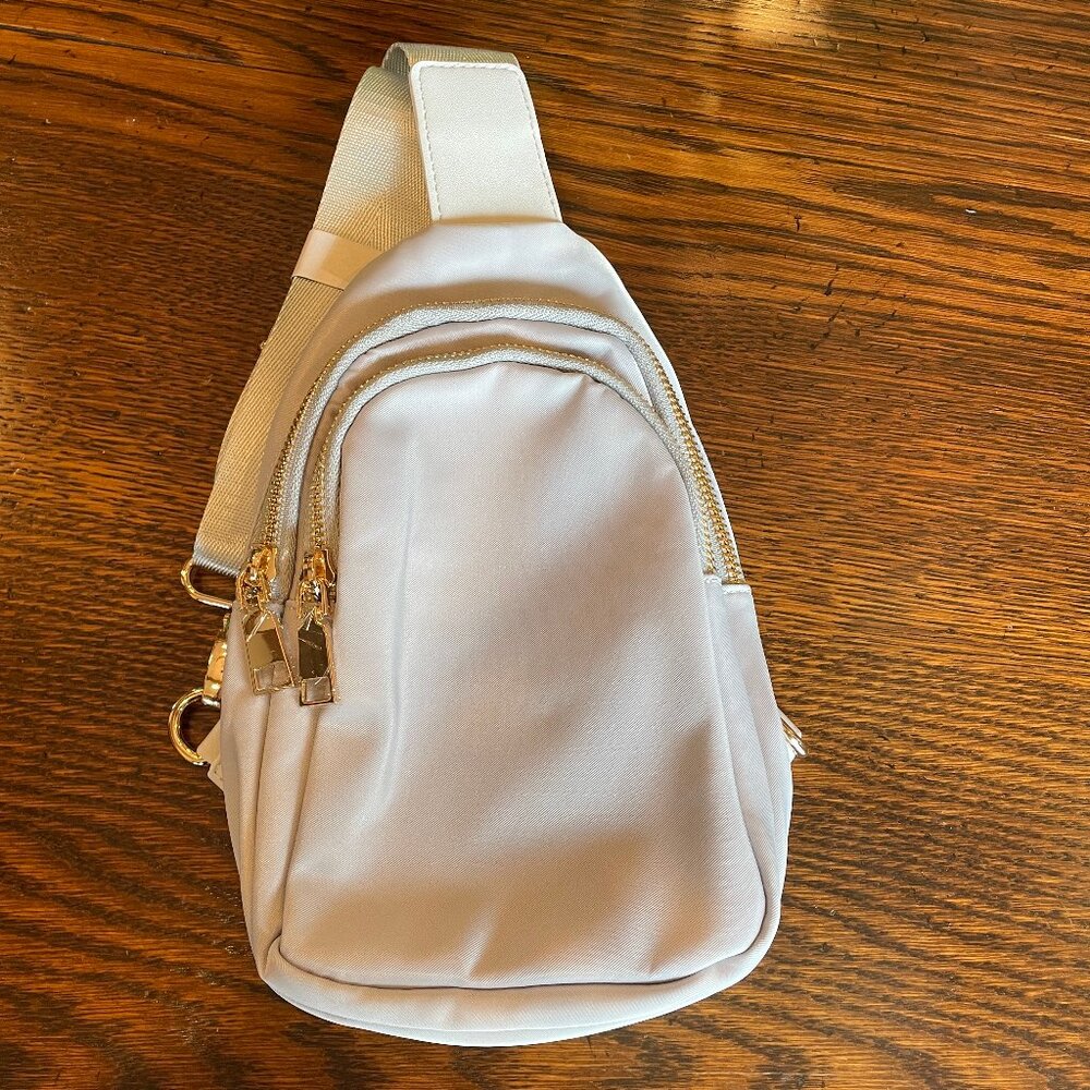 Silver crossbody with gold zippers and gold accents - NEW